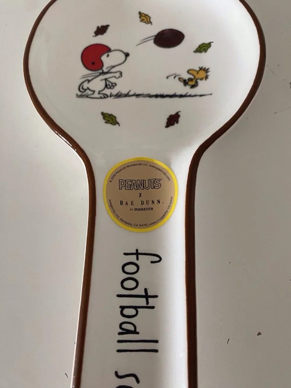 Rae Dunn X Peanuts Snoopy Woodstock Football Season Ceramic Spoon Rest Fall NEW